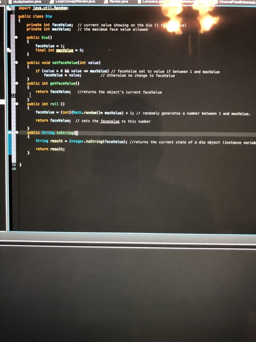 assignment. One is the class die and the other is Testdie. I