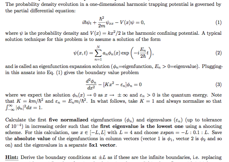 The probability density evolution in a one-dimensional harmonic trapping potential is