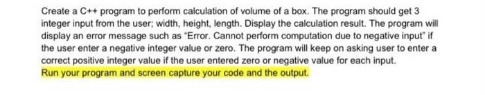 using do-while loop Create a C++ program to perform calculation of volume