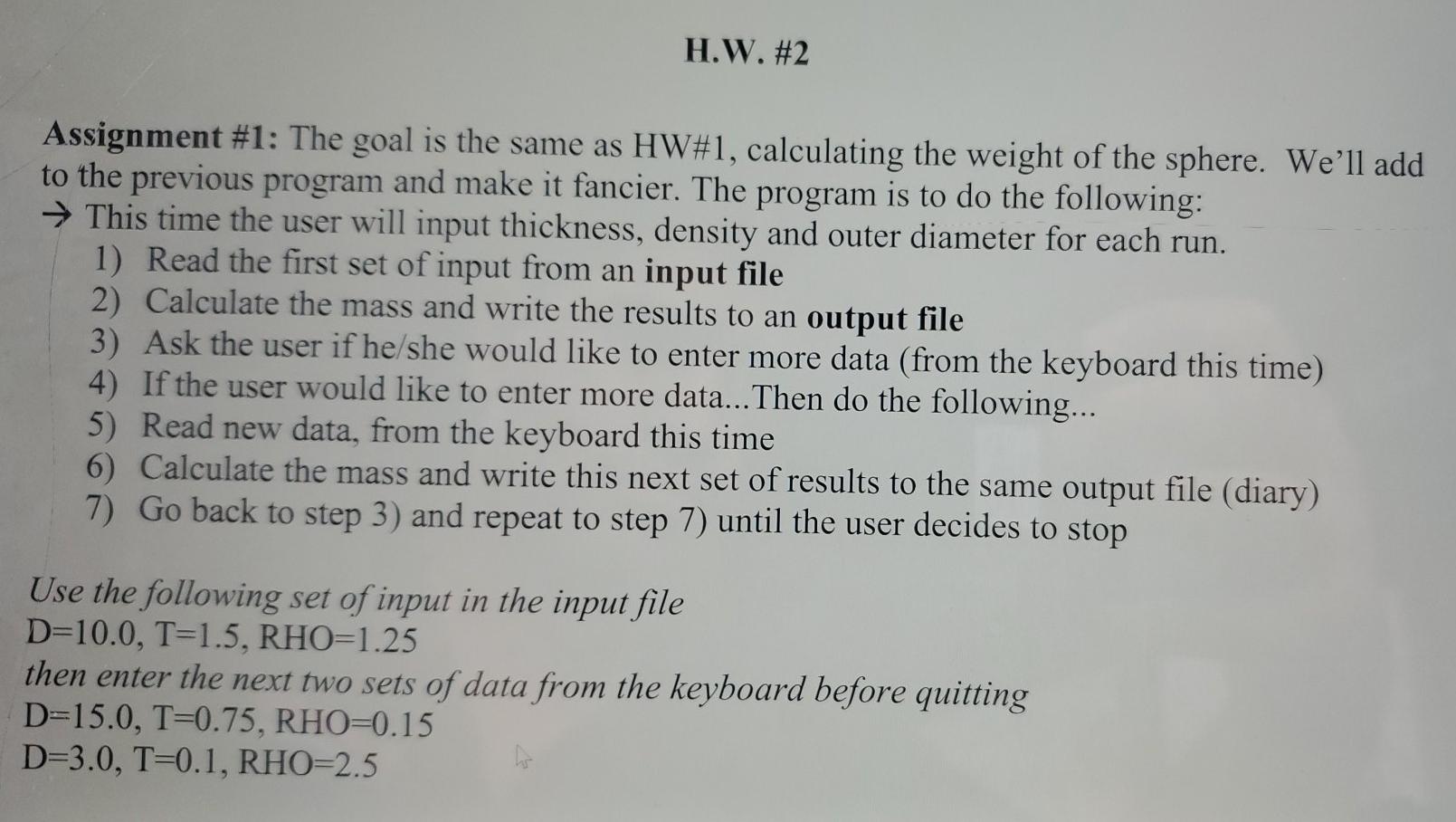 Matlab H.W. #2 Assignment #1: The goal is the same as