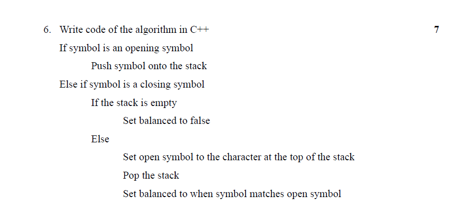7 6. Write code of the algorithm in C++ If symbol