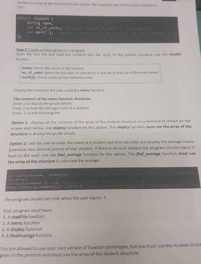lare an array of the structure shown below the maximum sise