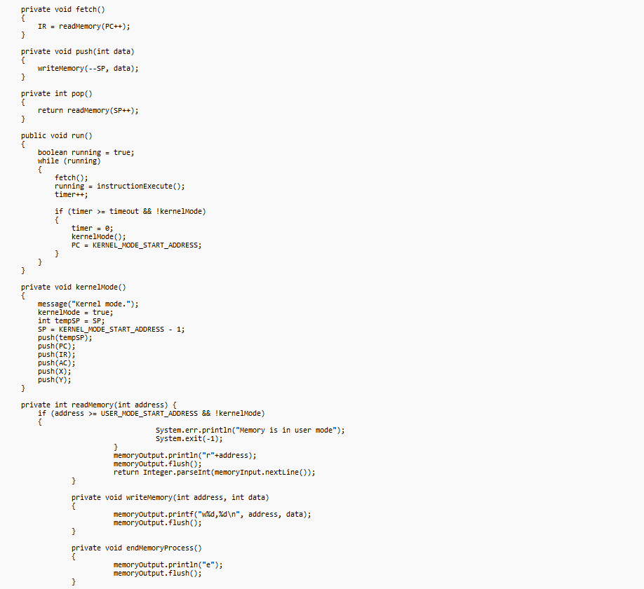 project will simulate a simple computer system consisting of a CPU and