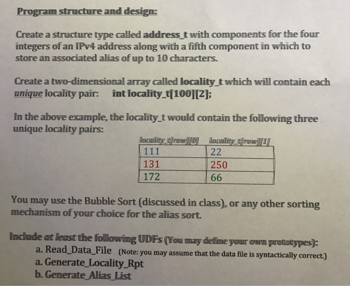 You will design and write a program to process a list of