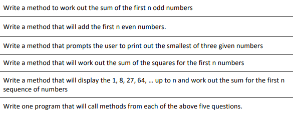  Please answer all questions using JAVA and provide the output of