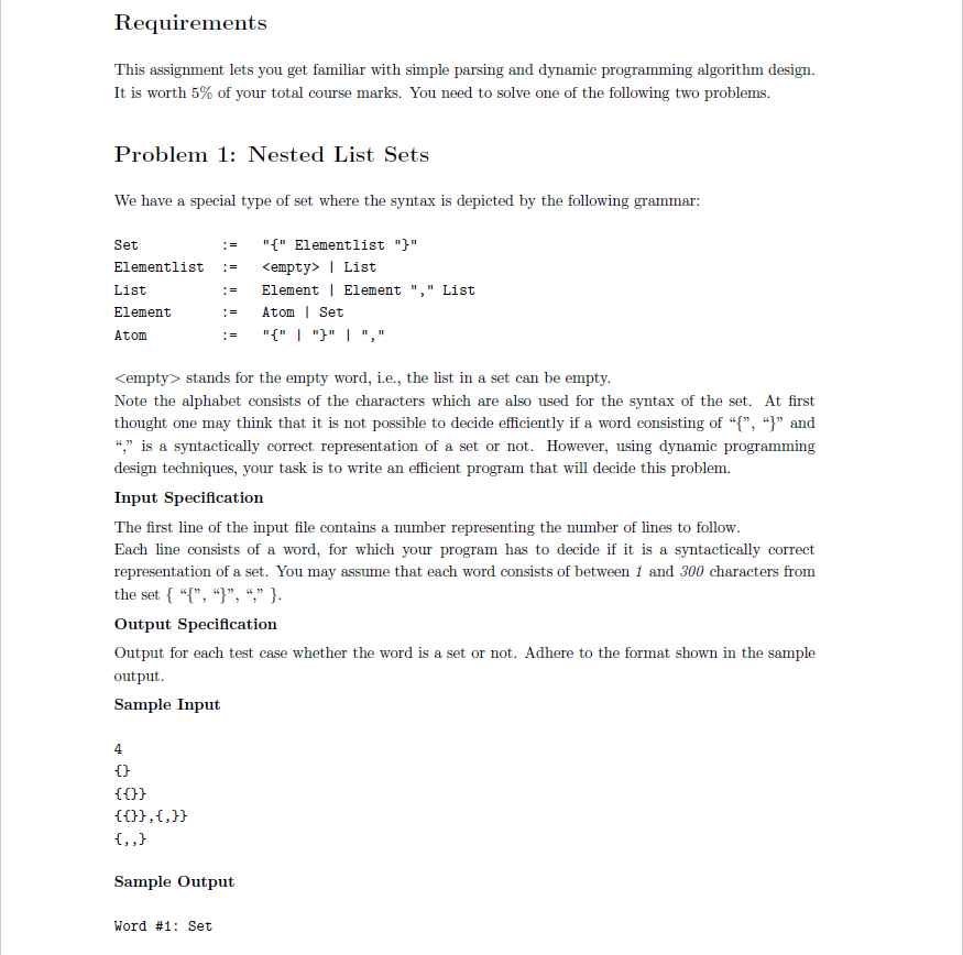 JAVA Requirements This assignment lets you get familiar with simple parsing and
