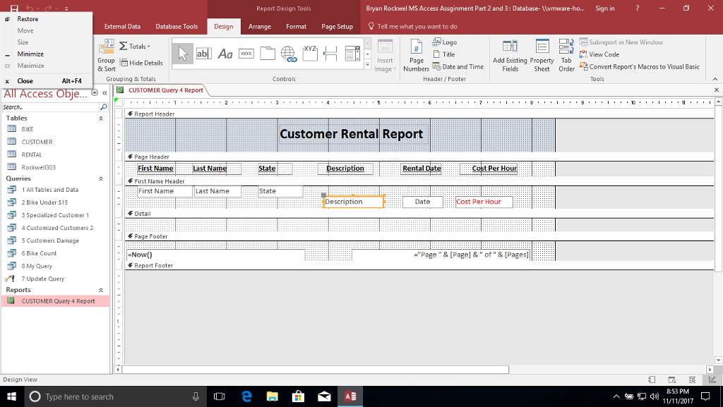 I need to create a query for this access report. The description