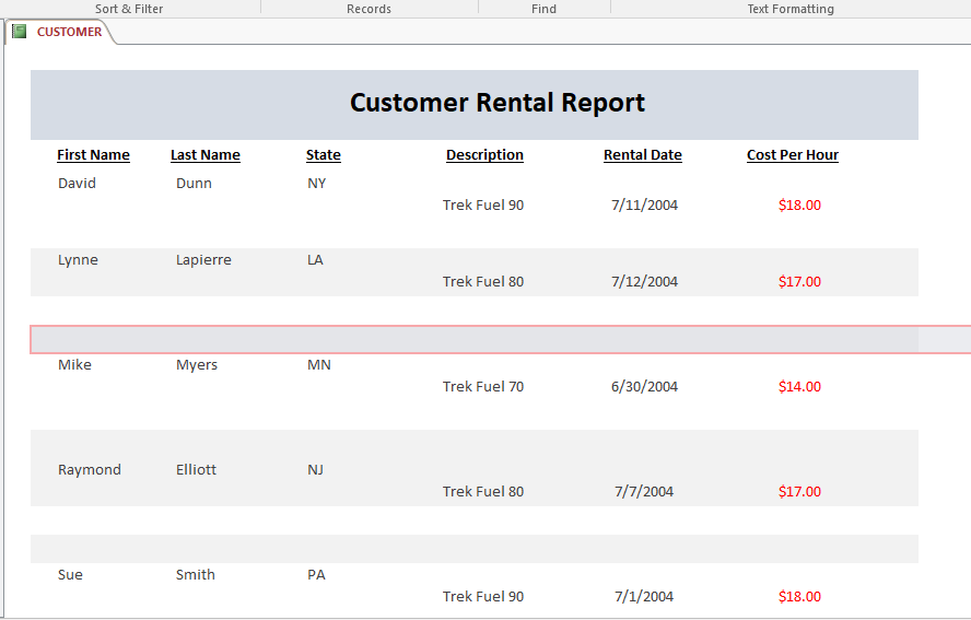 needs to include the work "trek" and the cost per hour needs
