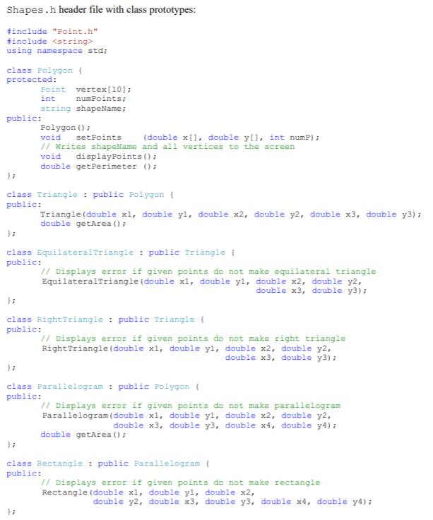 Homework-Inheritance 1. Create a base class Polygon from which several other classes