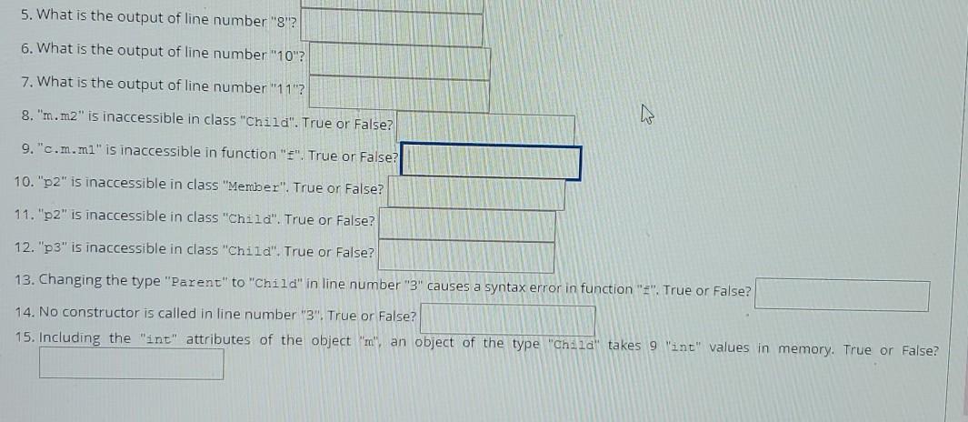 private: int m3 = 0; } class Parent{ public: virtual void fl)