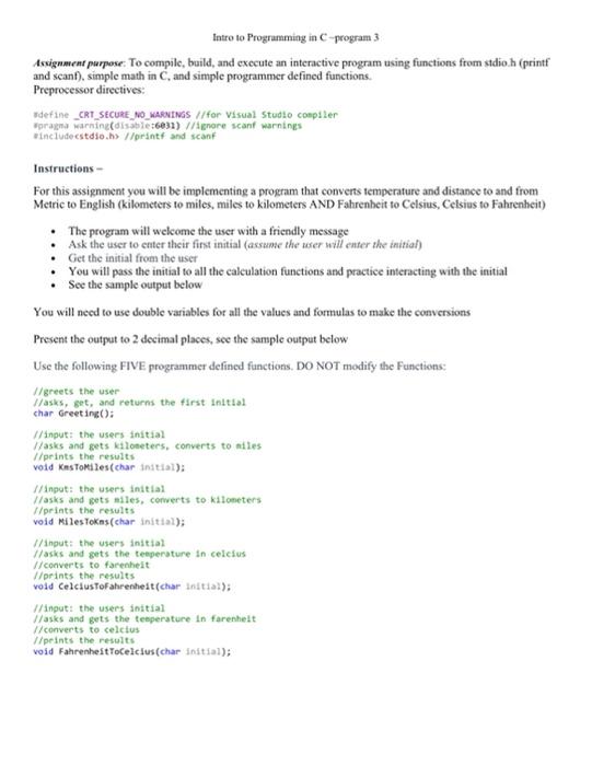 Visual studio 2019, program in c Intro to Programming in C-program 3