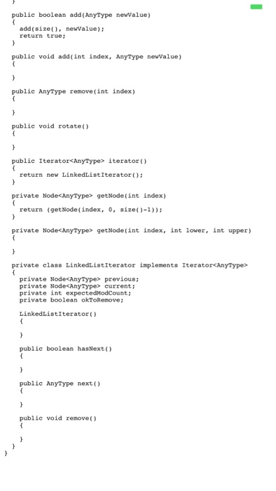 code for an implementation of a circular linked list 12 Head Tail