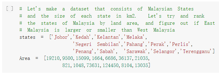 Please help me with the Python code question a [] # Let's