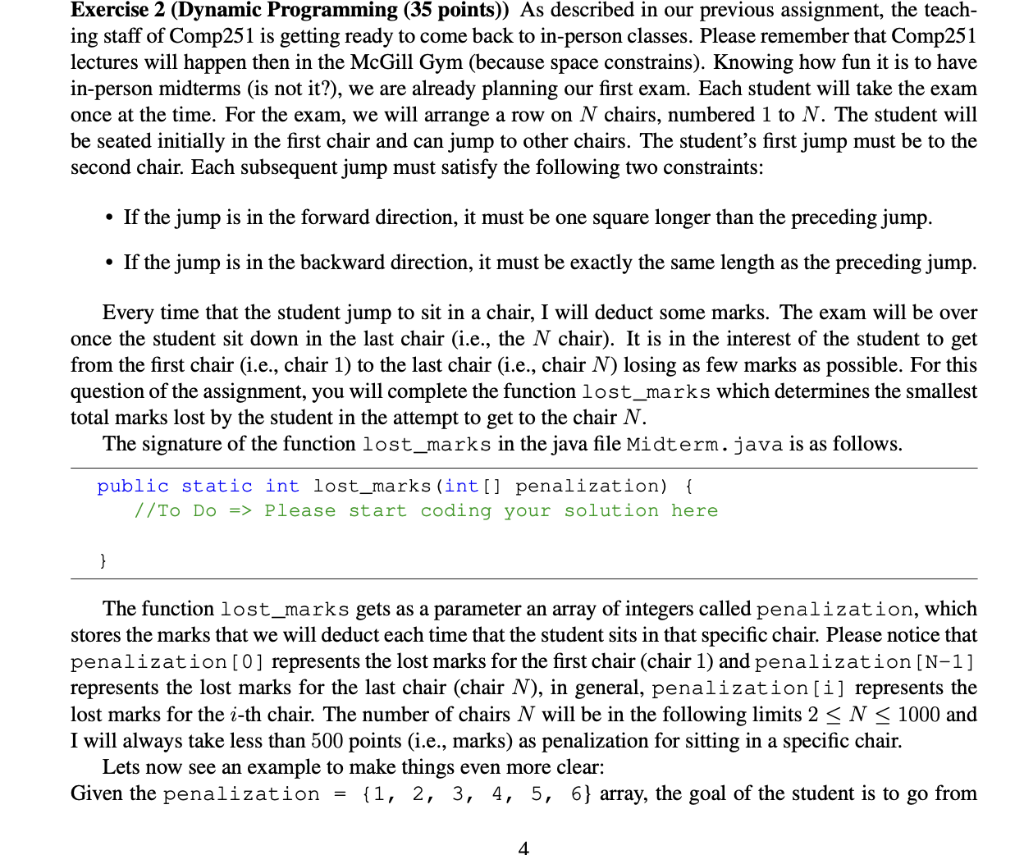 Exercise 2 (Dynamic Programming (35 points)) As described in our previous