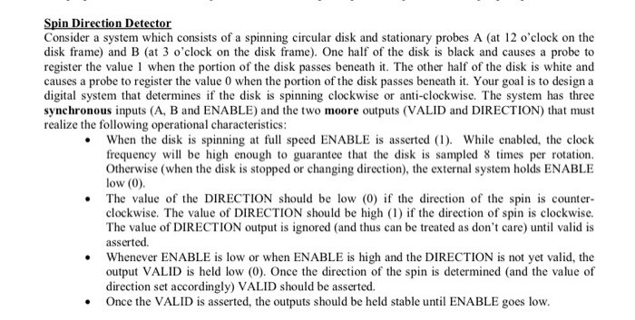  I need to create a logic circuit for a spin direction