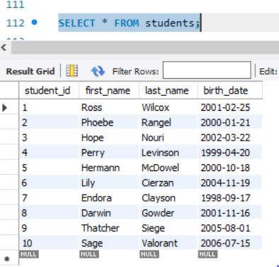 SELECT statement that returns all class data for classes that have too