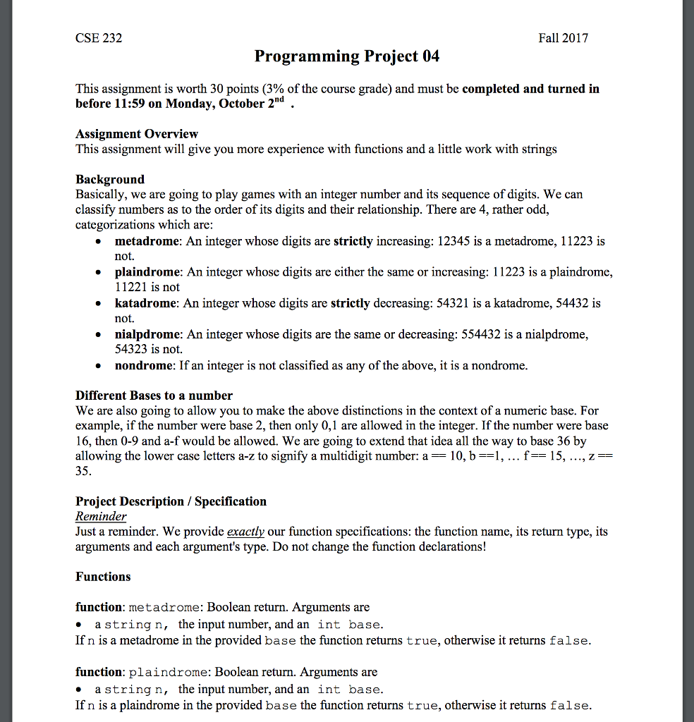  C++ code and comments would help CSE 232 Fall 2017 Programming