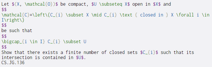 Let $(X, \mathcal{0})$ be compact, $U subseteq X$ open in $X$