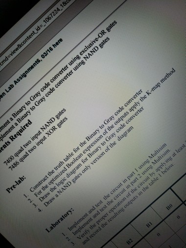 1. construct the truth table for the binary to gray code
