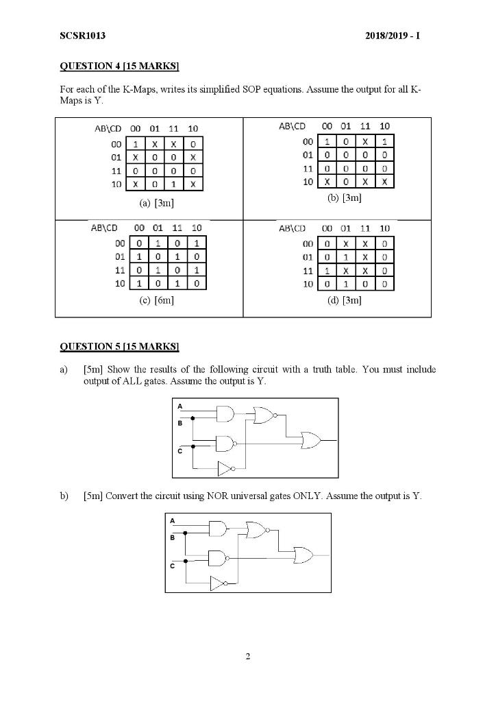 logical expression of X = AB + AB, (i) [3m] Prove that