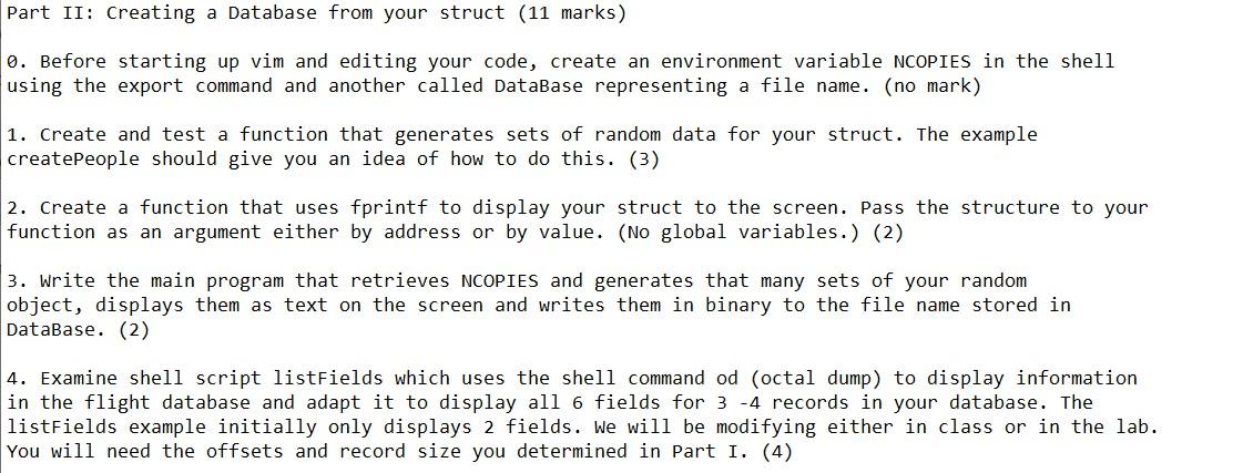 NOTE: Unix commands Part II: Creating a Database from your struct (11