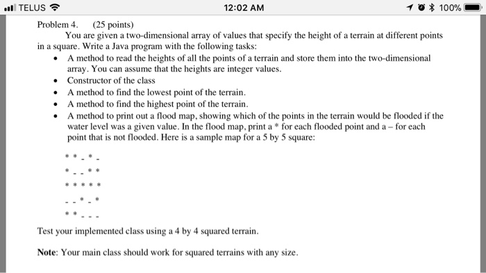  .1 TELUS 12:02 AM * 100%- Problem 4. (25 points) You