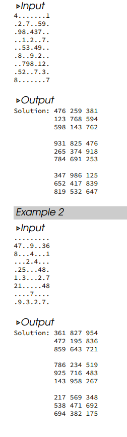 others are blank. When solved, each row must have all of the