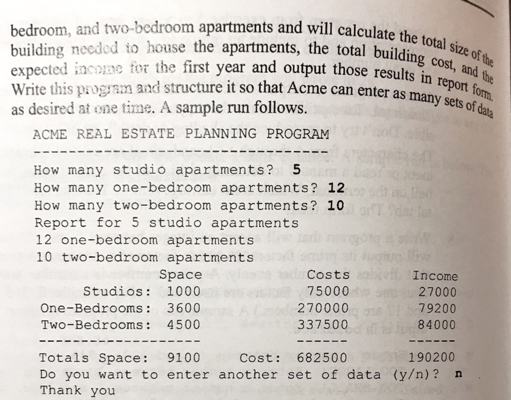 like the example. Thank you 10. The Acme Real Estate Company is