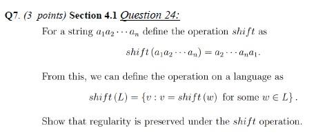 Please do not answer with a NFA nor DFA. points) Section