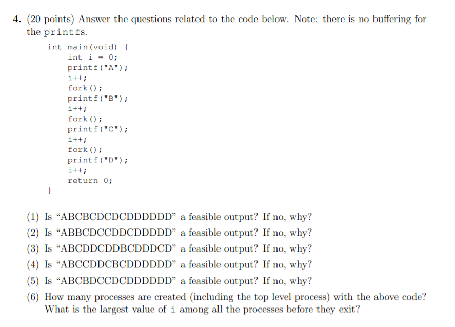 4. (20 points) Answer the questions related to the code below.