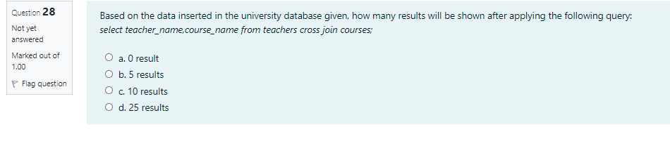 answered Marked out of 1.00 a. Display the similar result sets between