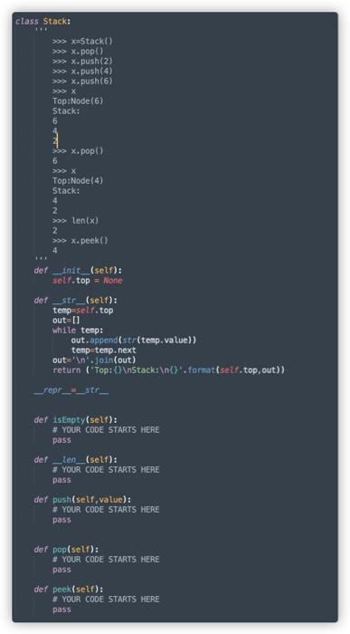 Node class to implement a stack that supports the following operations. Make