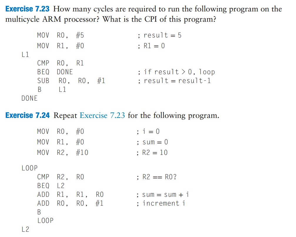 Please answer question 7.32 with explanation Exercise 7.23 How many cycles are