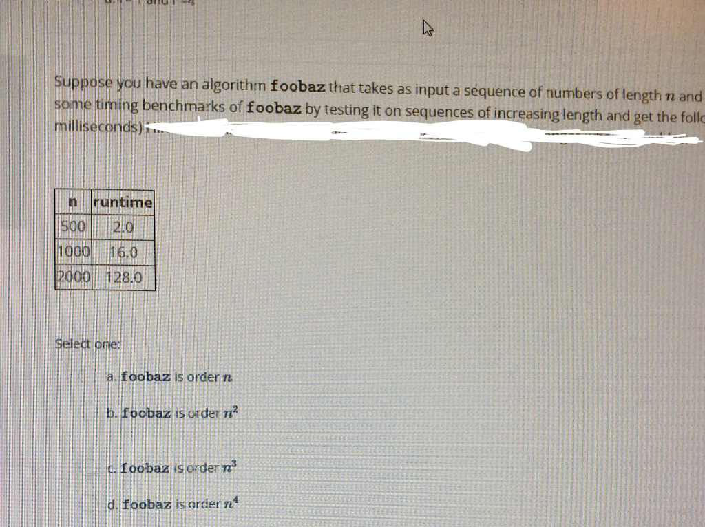 Suppose you have an algorithm foobaz that takes as input a