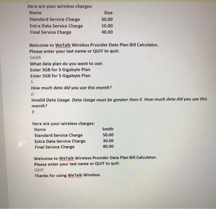 (50%) You are writing a program for the telephone company. You will