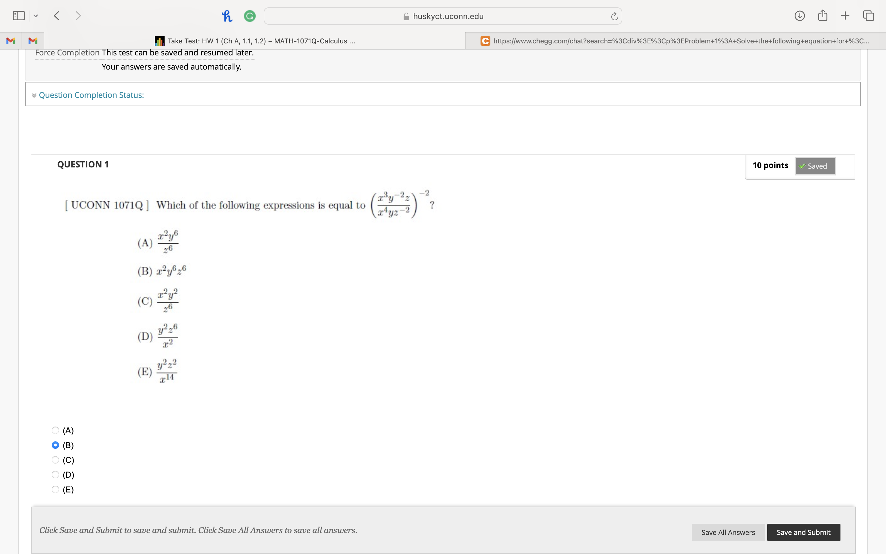 Problem 1: Solve the following equation for xQUESTION 1\ [ UCONN