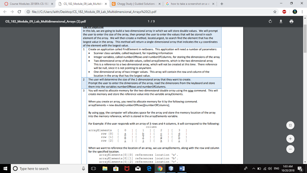  1- O Course Modules: 2018FA-CS-182 x CS-182-Module 09-Lab-Multidi eChegg Study! Guided