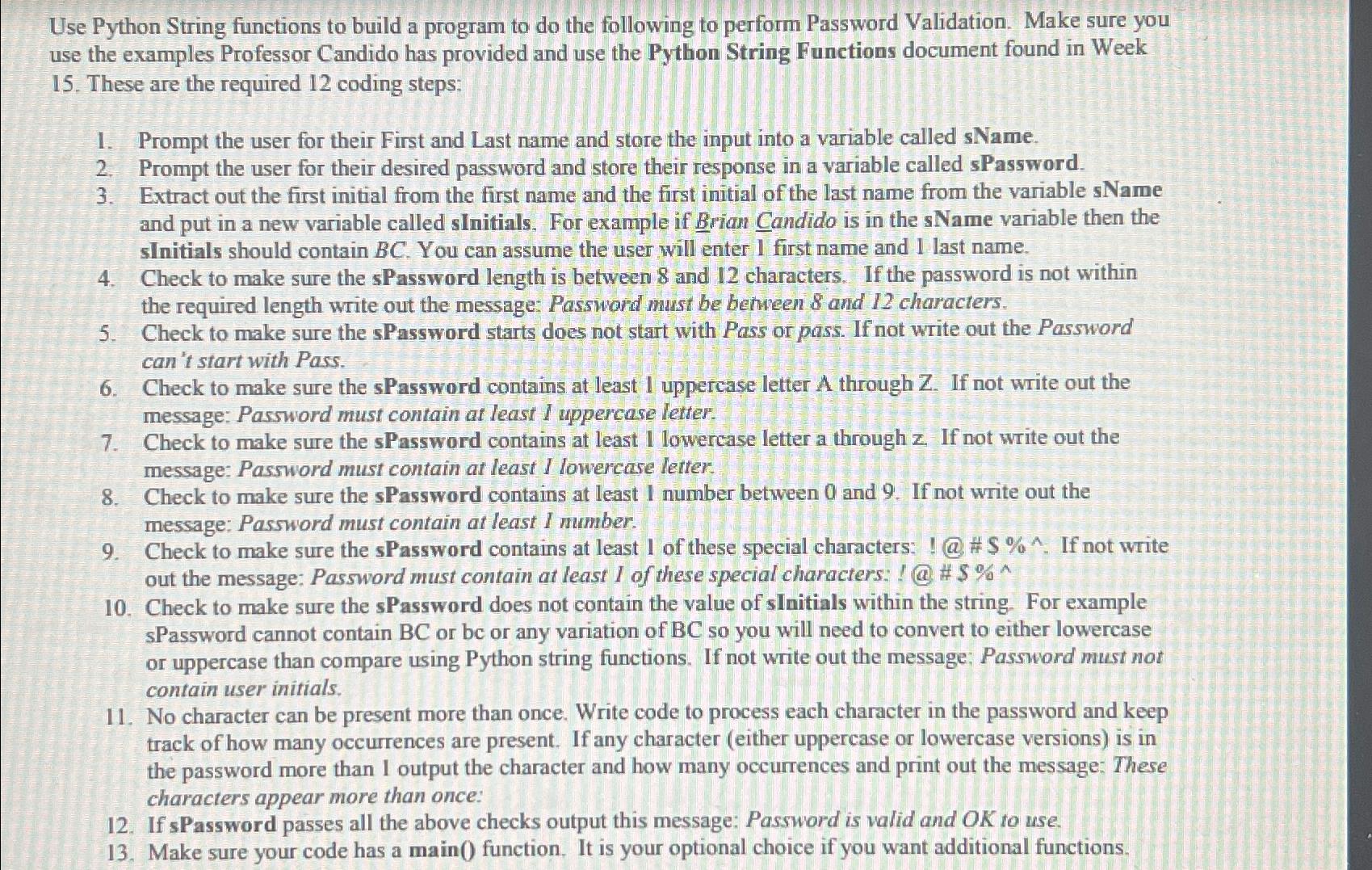  Use Python String functions to build a program to do the