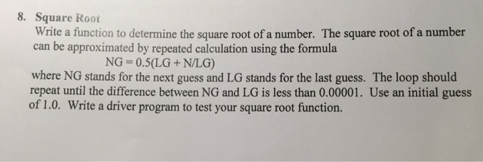  Hw help! Vs if you can pleaseee squareroot Write a function