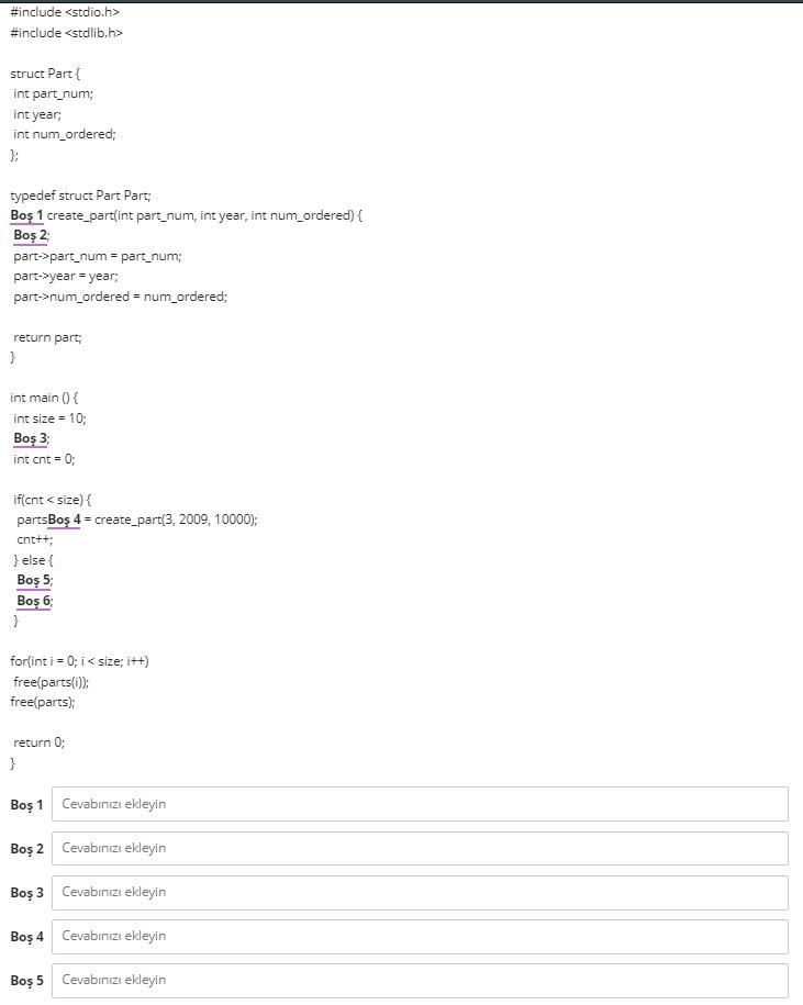  #include #include struct Part int part num; int year, int num_ordered;