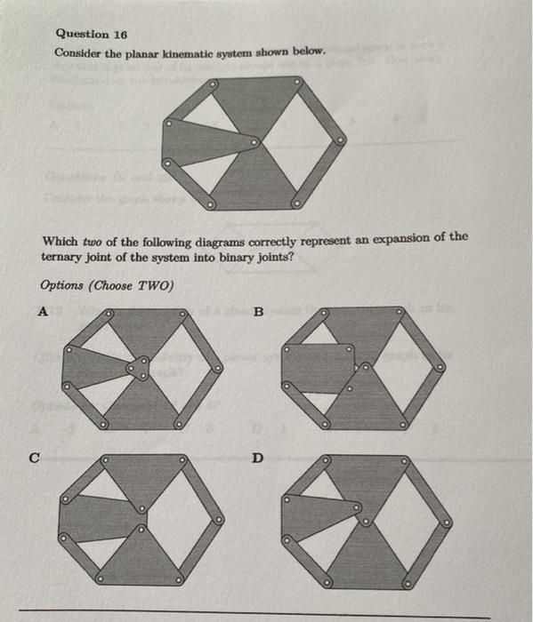  Question 16 Consider the planar kinematic system shown below. Which two