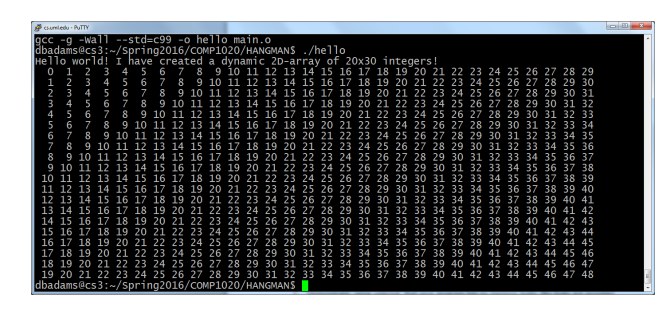 I need a dynamic two dimensional array in vi or emacs that