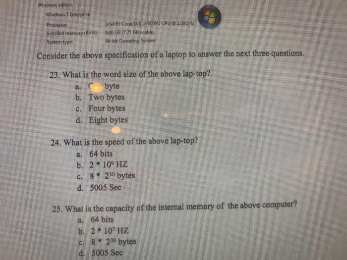  Windowed Windows Enterpion Proseco Installed memory (RAM) Sitemtype Intel CIM 5005U