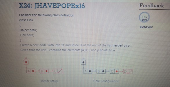 node with info 'B. Given that the list L contains the elements