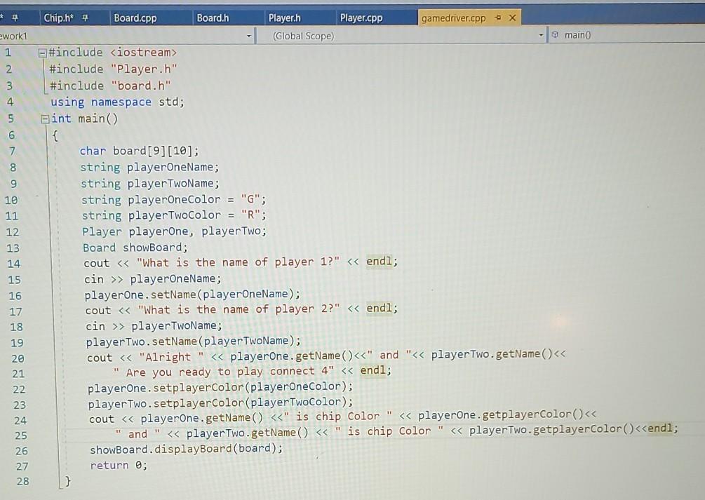 for this connect 4 program I need a class named chip.cpp that