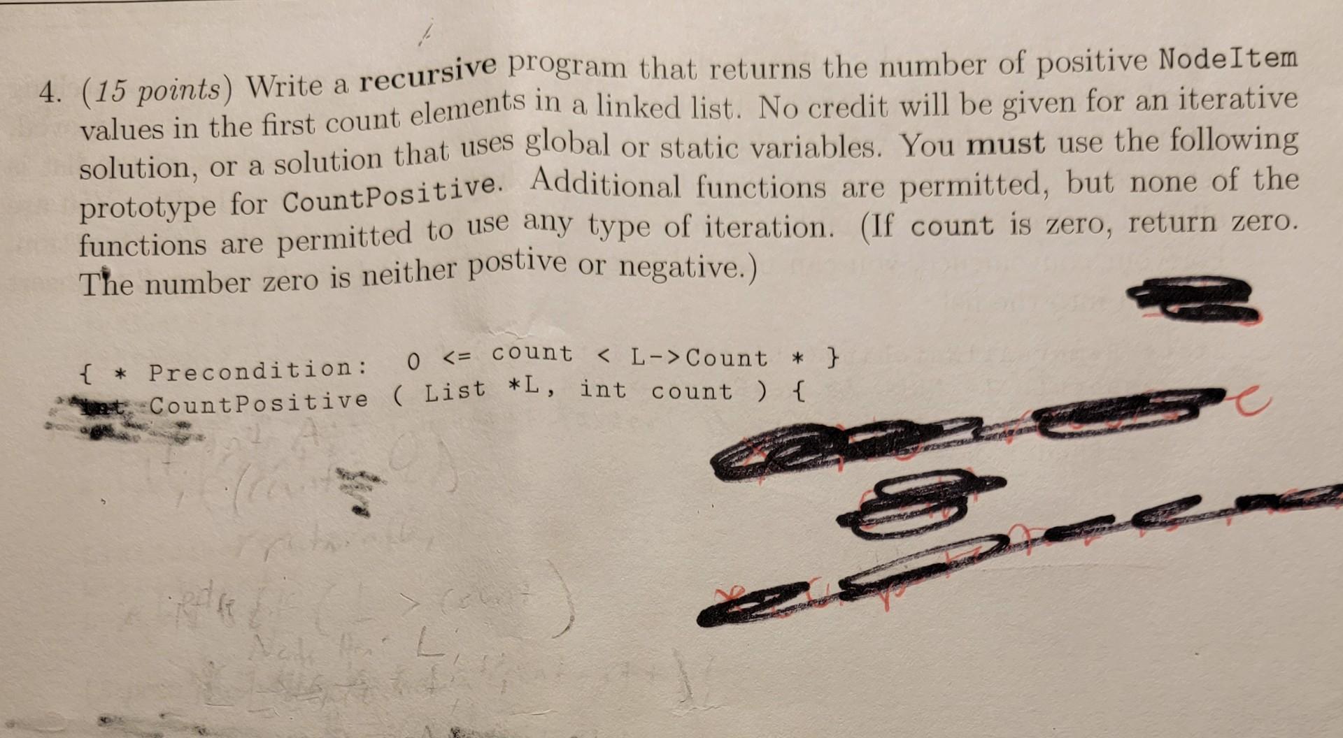 through 4 assume the following definitions for a one-way linked list that