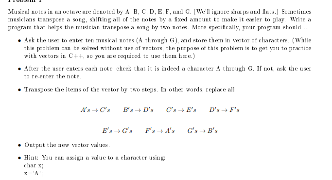 write program in C++ Musical notes in an octave are denoted by