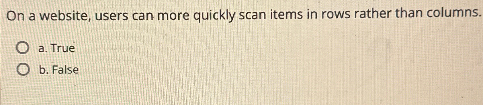  On a website, users can more quickly scan items in rows