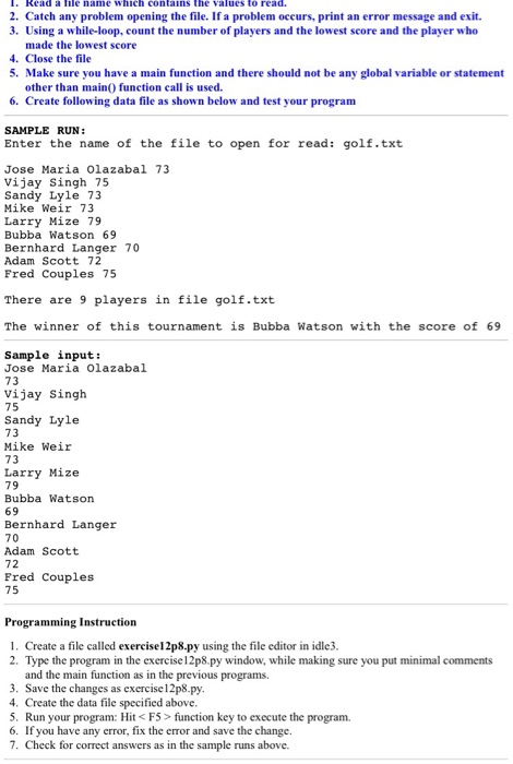 a file Write a complete Python program including minimal comments (file name,