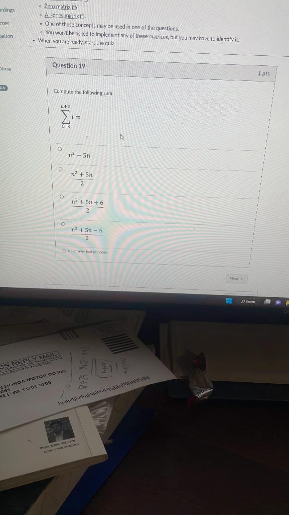  - Zero matrix 3 -. All-ones matrix E. - One of